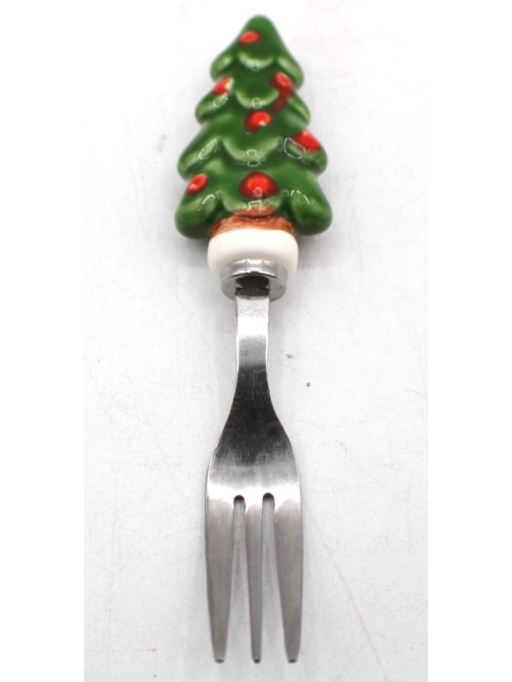 Knobler Christmas Tree Fork Ceramic Handle Cocktail Appetizer Stainless Japan